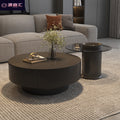 Minimalist sintered stone coffee table - small apartment, modern minimalist, light luxury, high-end round living room table, black, home, trending coffee table