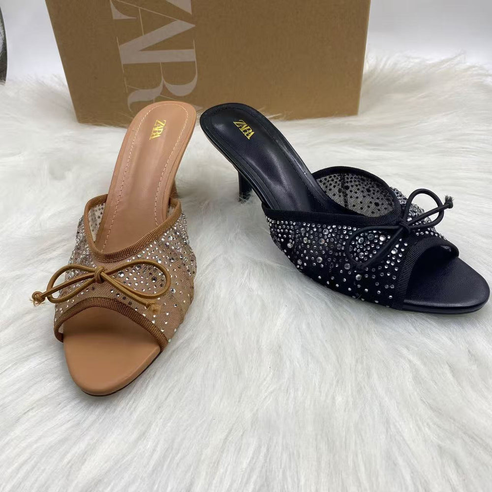 Za's 2025 new women's shoes: low-heeled, elegant, socialite-style pumps with closed toe, low-cut design, and ankle strap