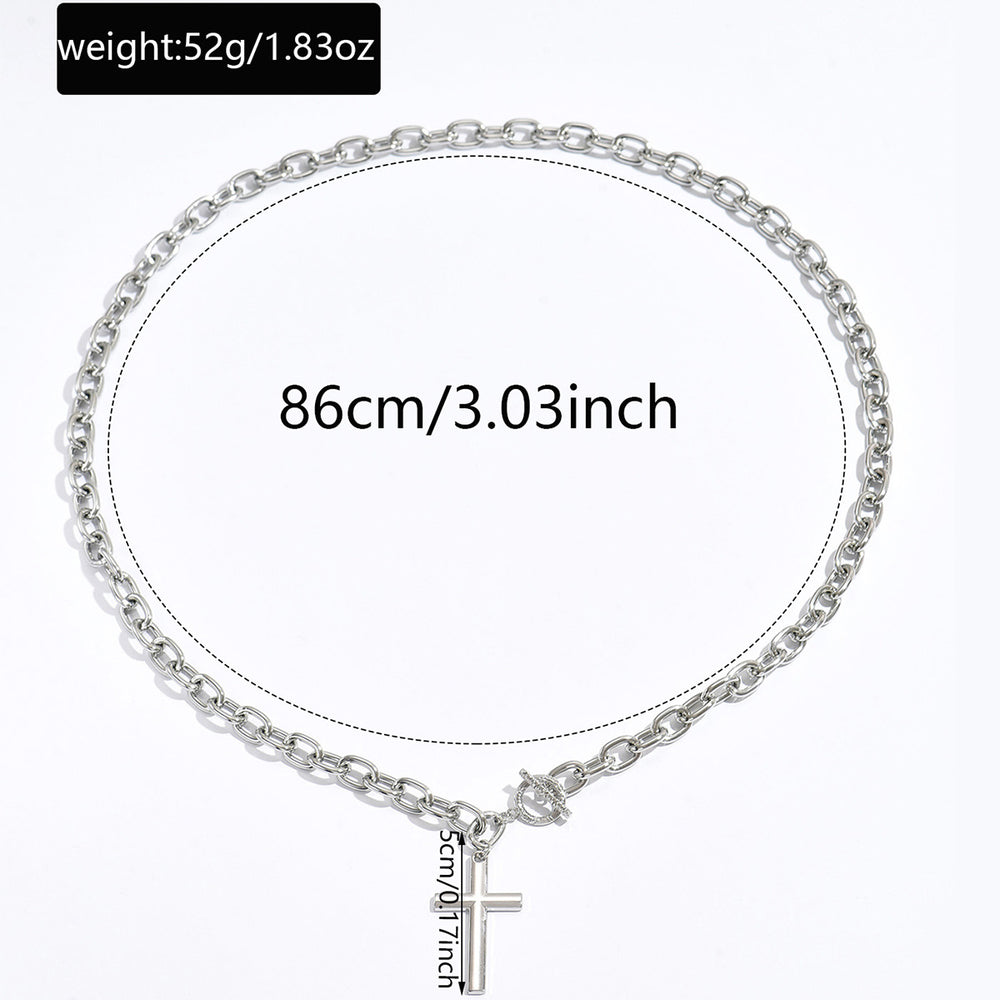 hot-selling simple stacked cross pendant necklace niche high-end exaggerated thick chain clavicle chain accessories