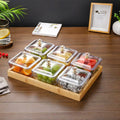 With lid [acrylic 6-compartment transparent hammered texture] + bamboo tray