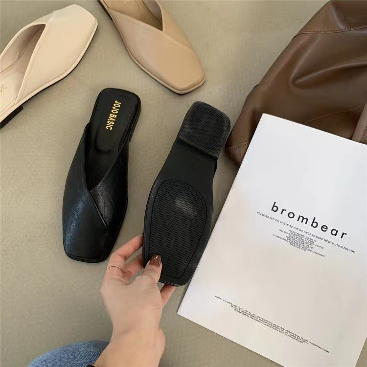 Women's slippers for outwear, 2023 new summer half slippers, women's shoes, fashion mules, internet celebrity sandals, ins trend