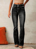 Amazon fashion cross-border retro stretch jeans women's  spring new style washed streetwear slightly flared pants