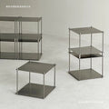 Bauhaus minimalist stainless steel side table coffee table floor-standing multi-tier storage rack metal style display shelf organizer