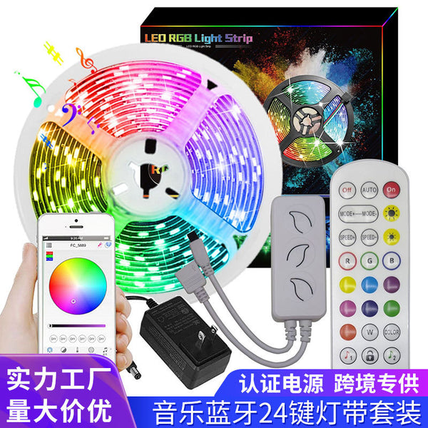 RGB light strip set IR infrared 24 key Bluetooth controller mobile APP music rhythm 24V colorful LED light strip