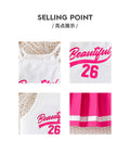 girls' cheerleading outfit set - pink pleated skirt with letter print tank top - performance costume, two-piece activewear for kids