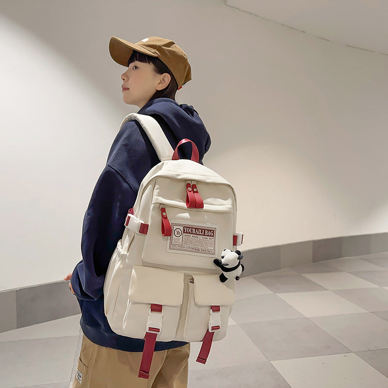 New travel backpack computer backpack casual solid color ultra-light junior high school students large-capacity schoolbag