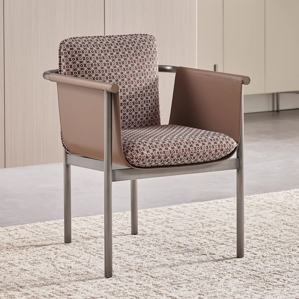 Italian normcore fabric dining chair designer house restaurant saddle leather single chair for home tea room armrest desk chair