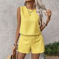 Xibo women's clothing  summer new collection: women's solid color minimalist fashion casual sleeveless top and shorts set