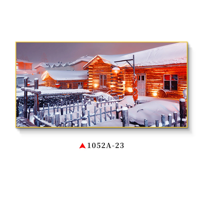 Northeast snow landscape decorative painting rural folk landscape wall painting iron pot stew restaurant farmyard light box hotel hanging painting