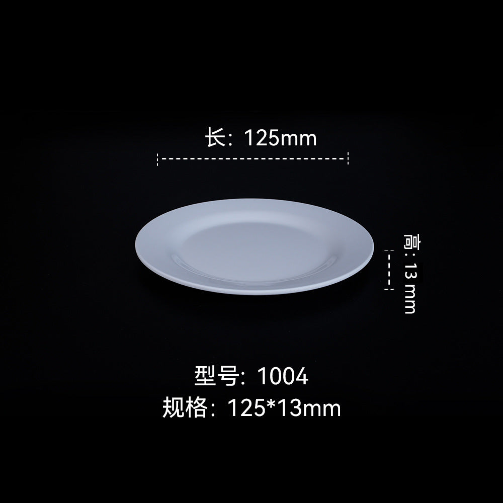 Melamine dinnerware white imitation porcelain premium round plate flat plate plastic dish commercial round plate customization