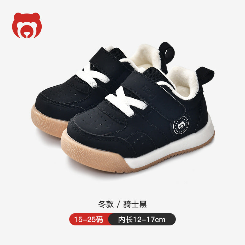 Toddler shoes for baby boys 0-1-3 years old, autumn/winter infant and toddler shoes, girls' shoes, soft sole functional fleece-lined thickened cotton shoes