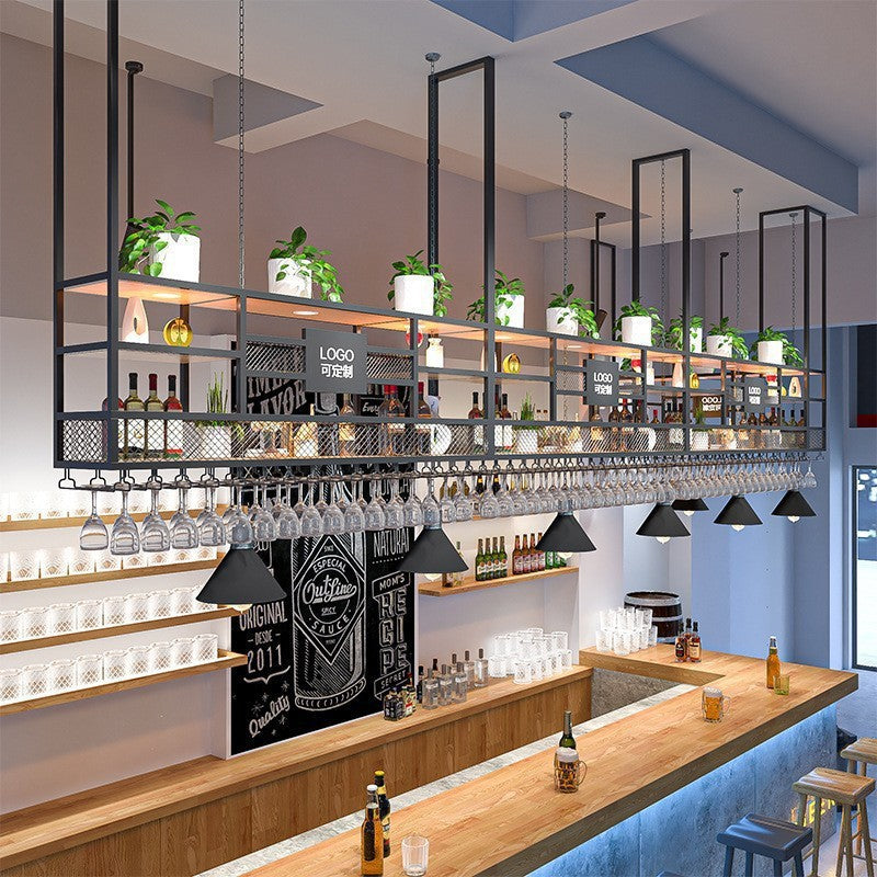 Bar Hanger Industrial Style Wine Glass Hanger Bar Restaurant Wrought Iron Red Wine Hanging Cabinet Corner Inverted Shelf