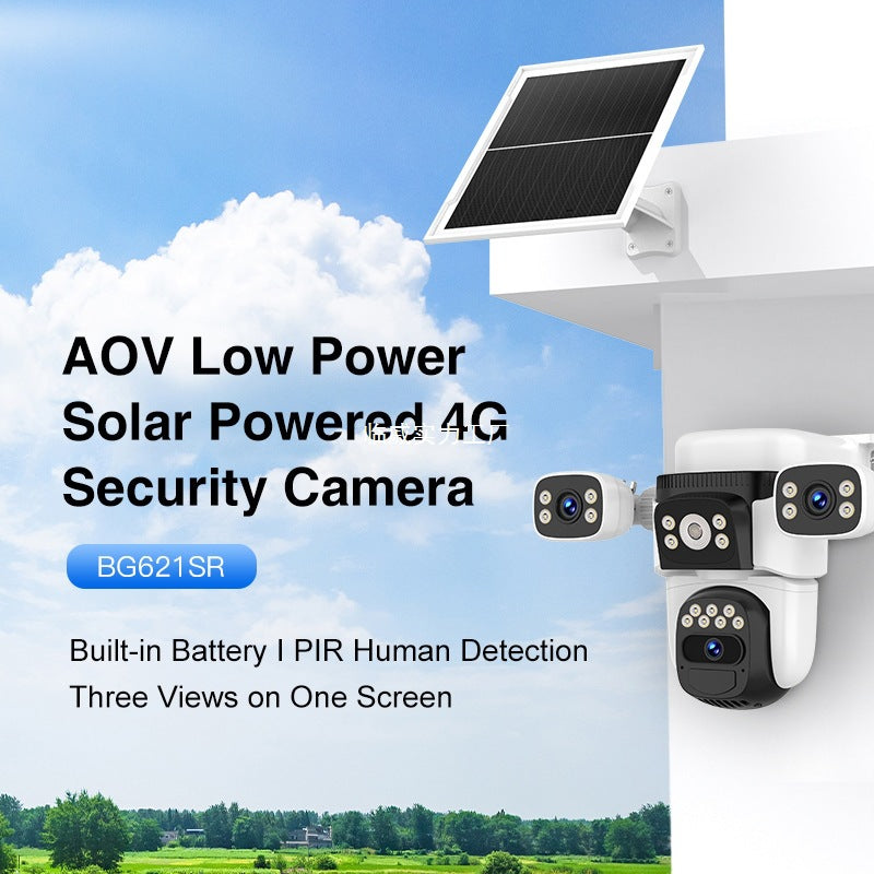 4G Kitty Hawk look O-KAM pro AOV solar camera three lens surveillance camera