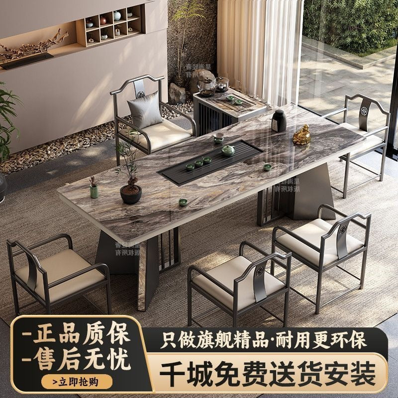 New chinoiserie luxury stone slate tea table table modern tea table and chair combination casualaccessible luxury office large board table tea making table