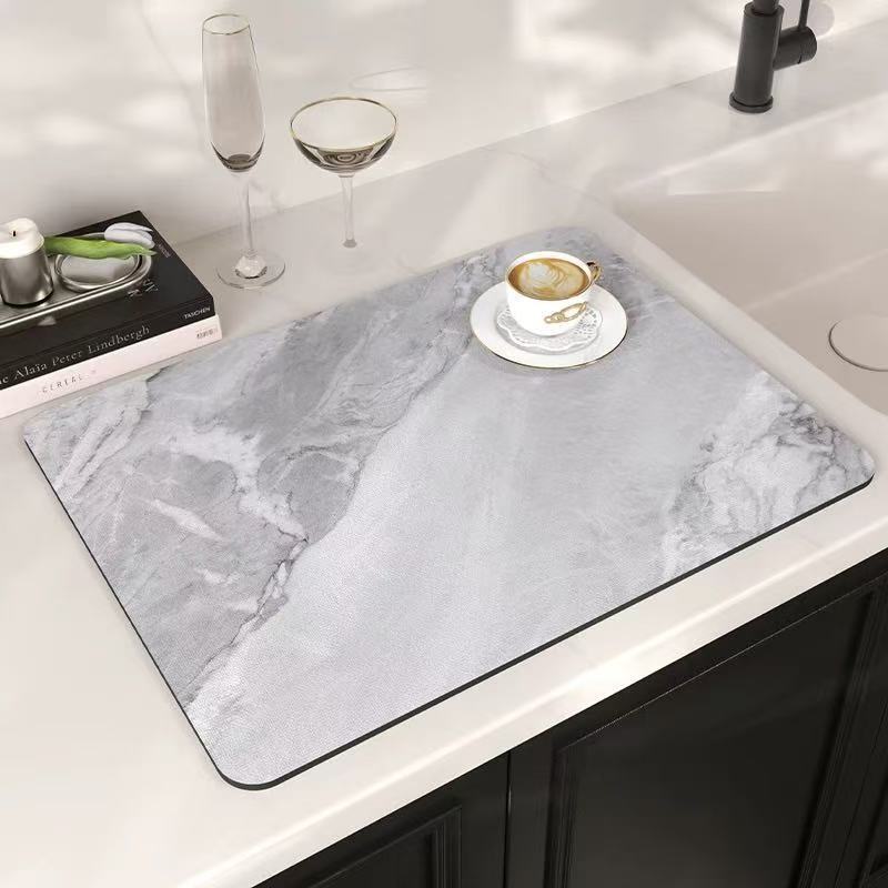 marble kitchen drain mat coffee machine non-slip mat countertop insulation mat absorbent mat drying mat placemat