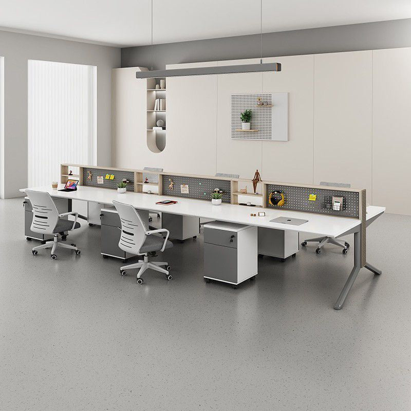 Modern office desk, staff slot, double four-person slot, perforated board, hanging board, storage screen, table and chair combination, commercial office