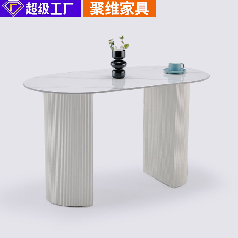 Semi-circular rock slab italian all-in-one high-end for homeaccessible luxury dining table manufacturer wholesale modern casualfor home dining table