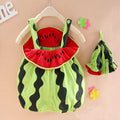 Wholesale summer baby cartoon romper cute watermelon design bodysuit infant kids crawling suit onesie with hood