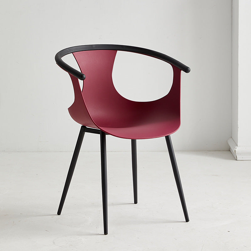 Fashion four-corner creative dining chair thickened plastic back chair milk tea shop restaurant stackable casual negotiation office chair
