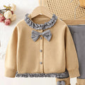 Girls' knitted cardigan and leggings set - new  spring/autumn collection - plaid bowknot cardigan sweater with scrunch socks
