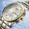 Xiangshiman fully automatic movement non-mechanical men watch double calendar luminous waterproof business steel wrist quartz watch