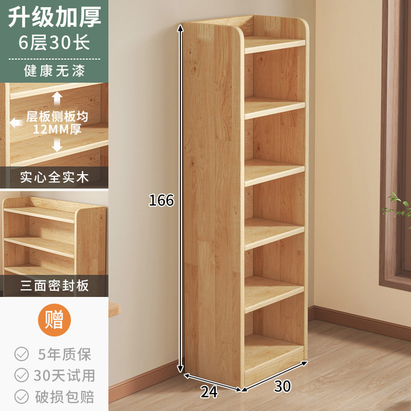 Pure solid wood bookshelf Floor-to-ceiling locker Children's pine storage cabinet Storage against the wall Student household bookcase with door