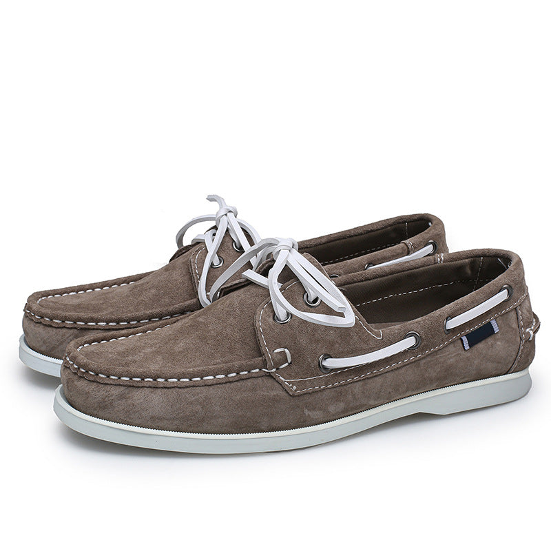 Casual lightweight boat shoes export cross-border plus size men's shoes maillard hand-sewn business men's shoes large quantity discount