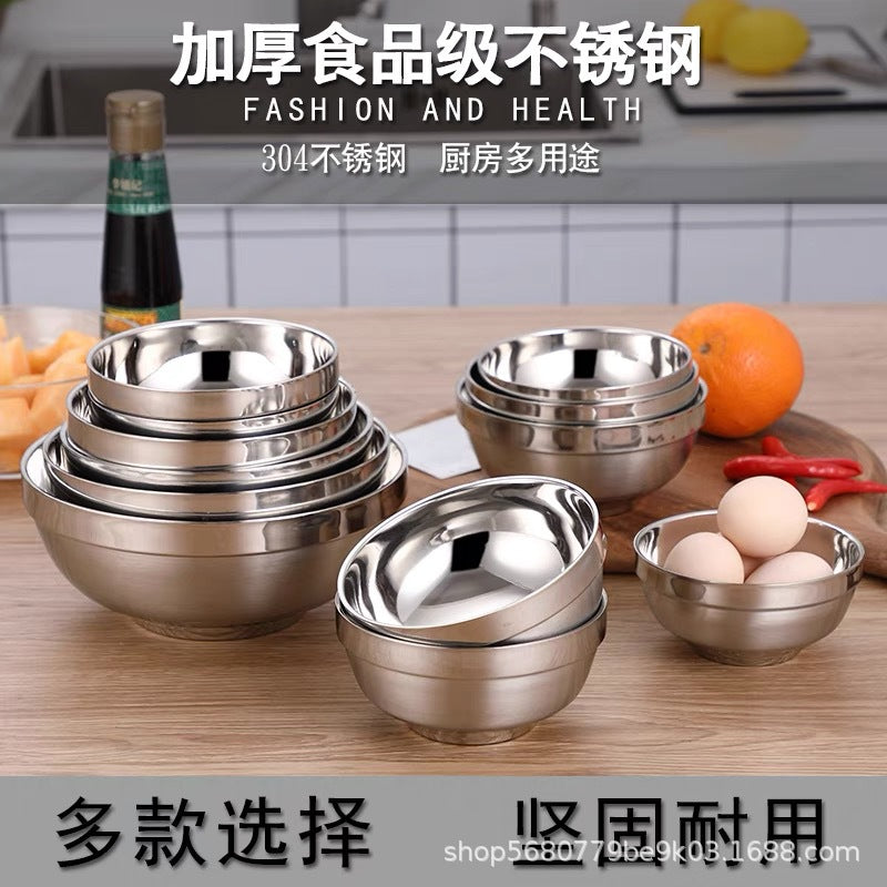 304 stainless steel bowl, platinum bowl, ramen bowl, children's insulated soup bowl, thickened soup bowl for school cafeterias
