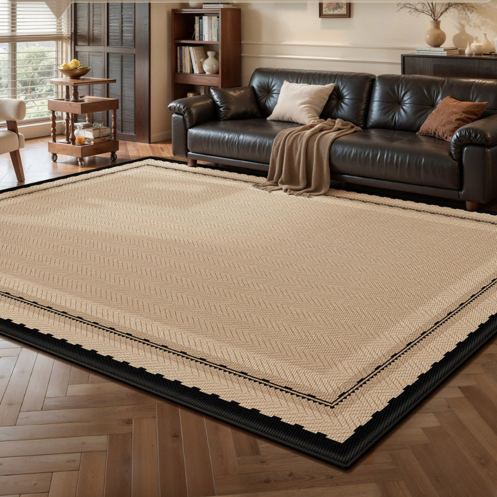 Cooling mat rug for living room, vintage style, summer ice silk, wash-free, wipeable, sofa coffee table, high-end light luxury floor mat, stain-resistant