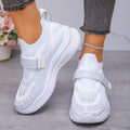 Exportplus sizespring & fallnew arrivalfashion rhinestone deep mouth thick sole breathable beaded velcro fly woven sports casual shoes