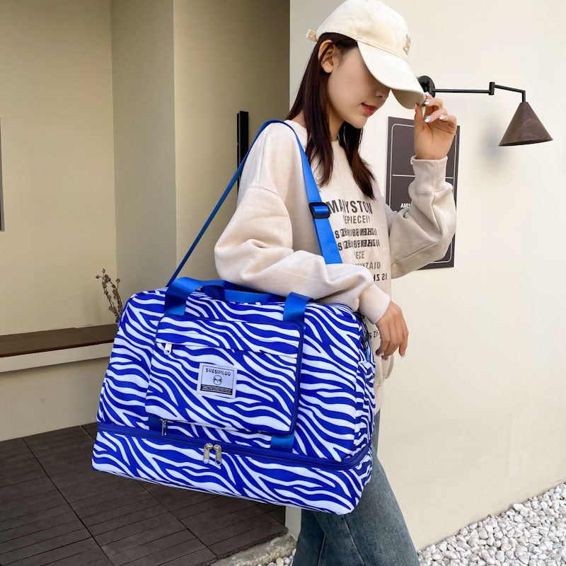 New folding travel bag large capacity shoulder hand luggage women's short trip swimming fitness bag versatile