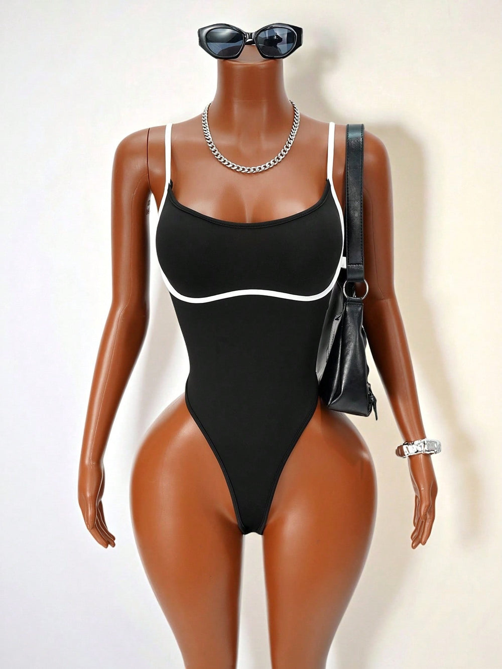 european and american cross-border new women's bodysuit -  solid color backless sexy cami jumpsuit