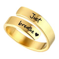 Amazon new jewelry casual blackened just breathe heart women's open adjustable ring