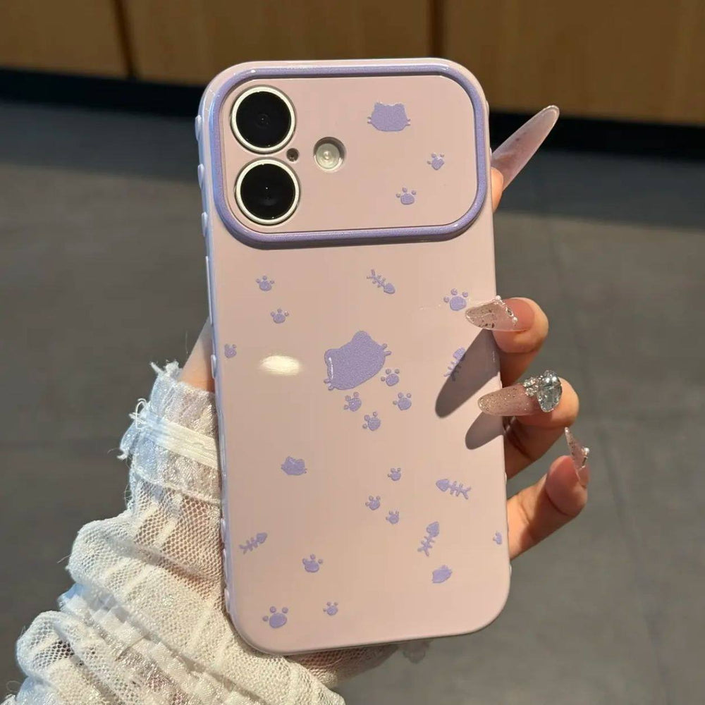 Color-blocked, minimalist cat paw print scattered with fishbone design, suitable for apple iphone 17, fresh phone case, iphone 18 soft case, iphone 16