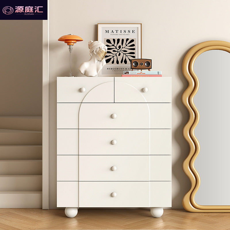 Solid wood bedroom nightstand with multiple drawers, storage cabinet, living room side table, small apartment rental unit organizer