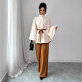 fashion:  new women's outfit - versatile stand collar, cinched waist, tie-waist cropped wool coat set