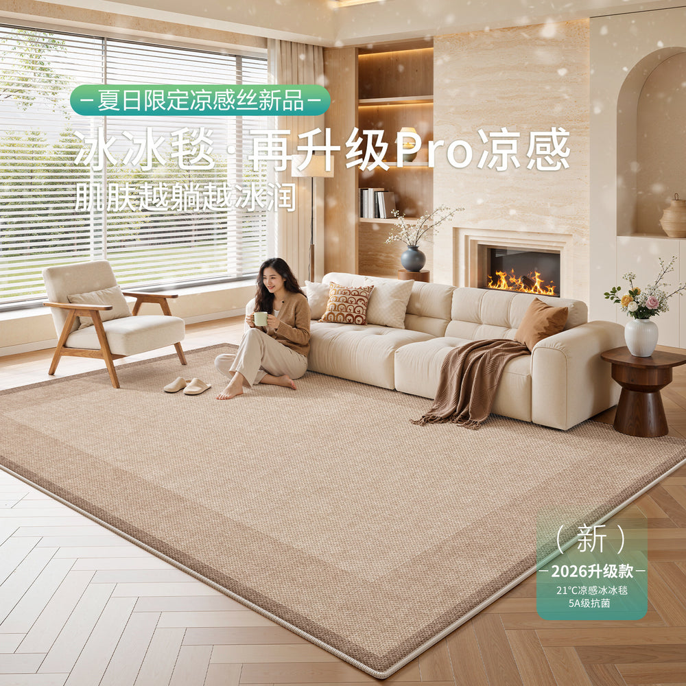 Ice silk mat carpet summer cool feeling medieval style bedside coffee table sofa cushion no-wash wipeable non-slip mat floor mat