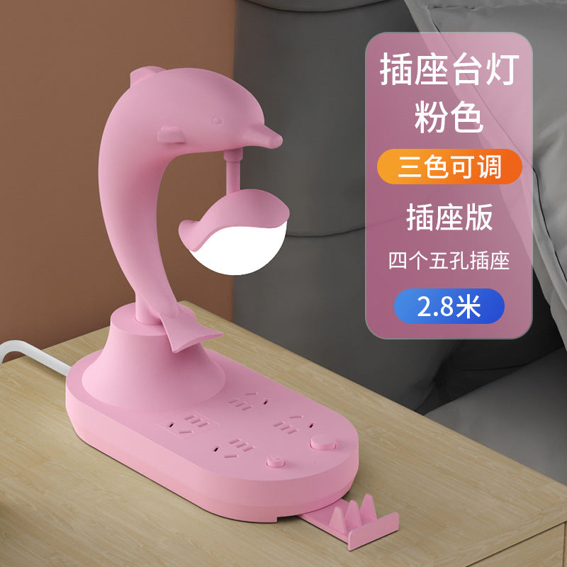 Multifunctional desk lamp - bedroom ambiance bedside lamp - student dorm led adjustable usb office socket smart electrician