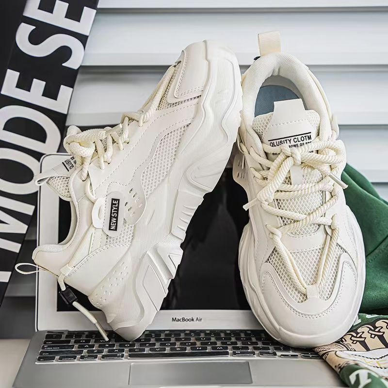 Men's shoes 2025 new winter trendy men's thick-soled sports hot-selling mesh breathable casual dad shoes