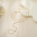European and american cross-border millet beads rice beads bracelet zircon pearl ring chain love finger chain stainless steel jewelry for women