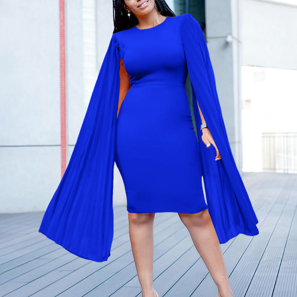D468  independent station exportfashionelegantelegantollong sleeves pleated hip-covering elegance african dress
