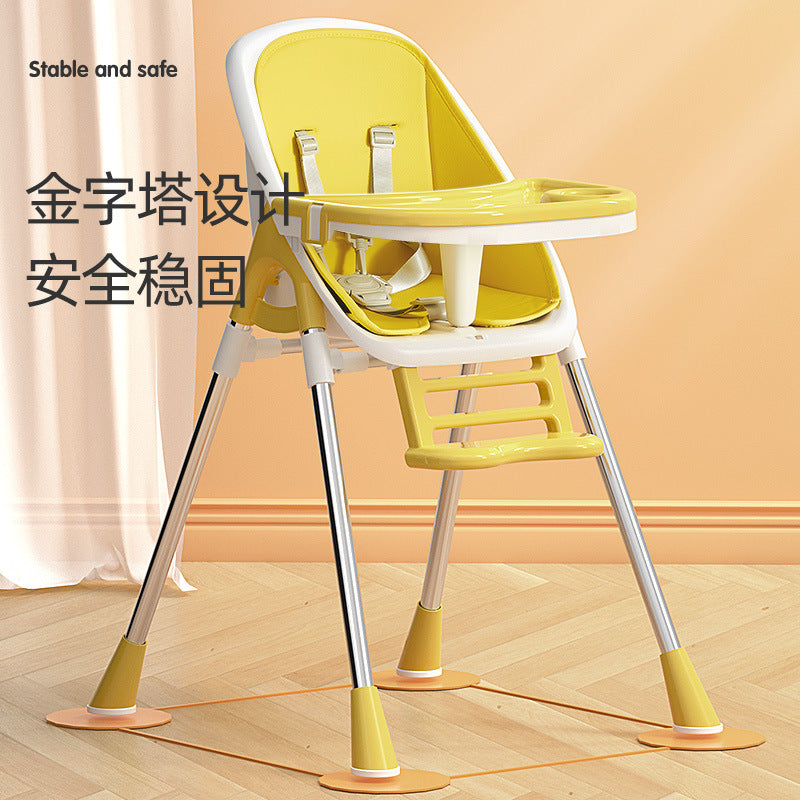 Large baby high chair, foldable multifunctional portable dining chair for home use, infant feeding table and chair, ages 0-4