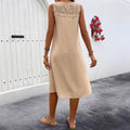 european and american cross-border  spring/summer new casual lace patchwork round neck solid color sleeveless women's dress
