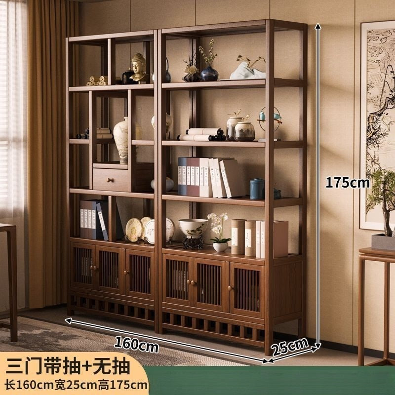New chinoiserie bogu rack non-solid wood tea cabinet rack living room storage rack multi-layer display rack tea rack rack bamboo