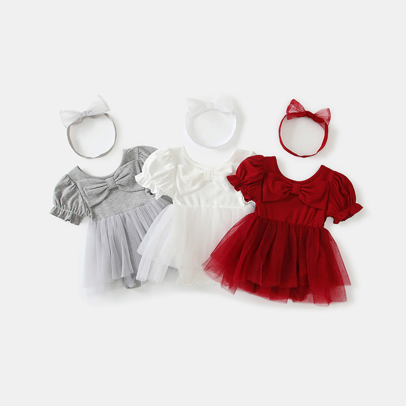 Mesh baby romper dress - class a, summer  collection - newborn infant clothing, perfect for baby's first month, 100-day celebration, and first birthday outfit