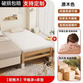 Walnut baby crib convertible bed - solid wood, elevated design with guardrails, extra wide, suitable for adults, infant and toddler bed