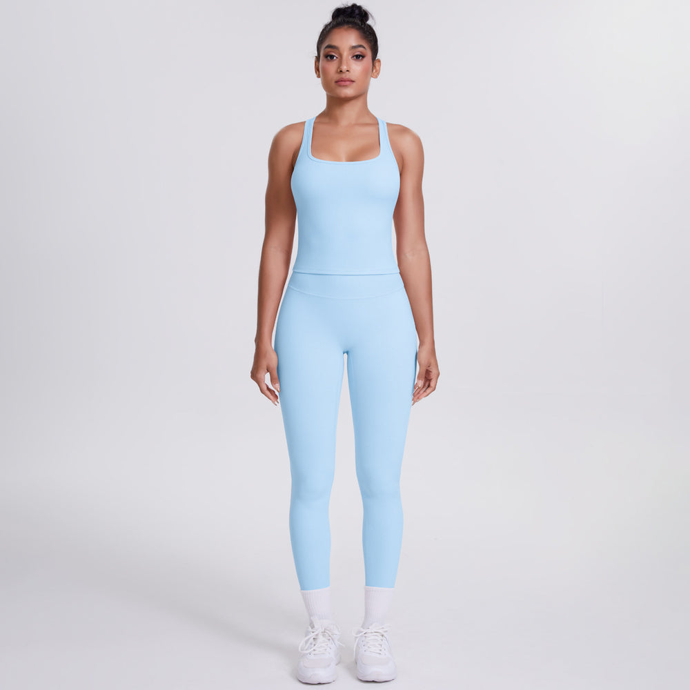 New racerback sports bra set - barely-there feel, compression fit, quick-dry, butt-lifting yoga outfit for outdoor running and fitness