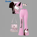 wholesale girls' flared pants set, fashionable spring, summer, and autumn sanrio short-sleeved long flared pants set for girls