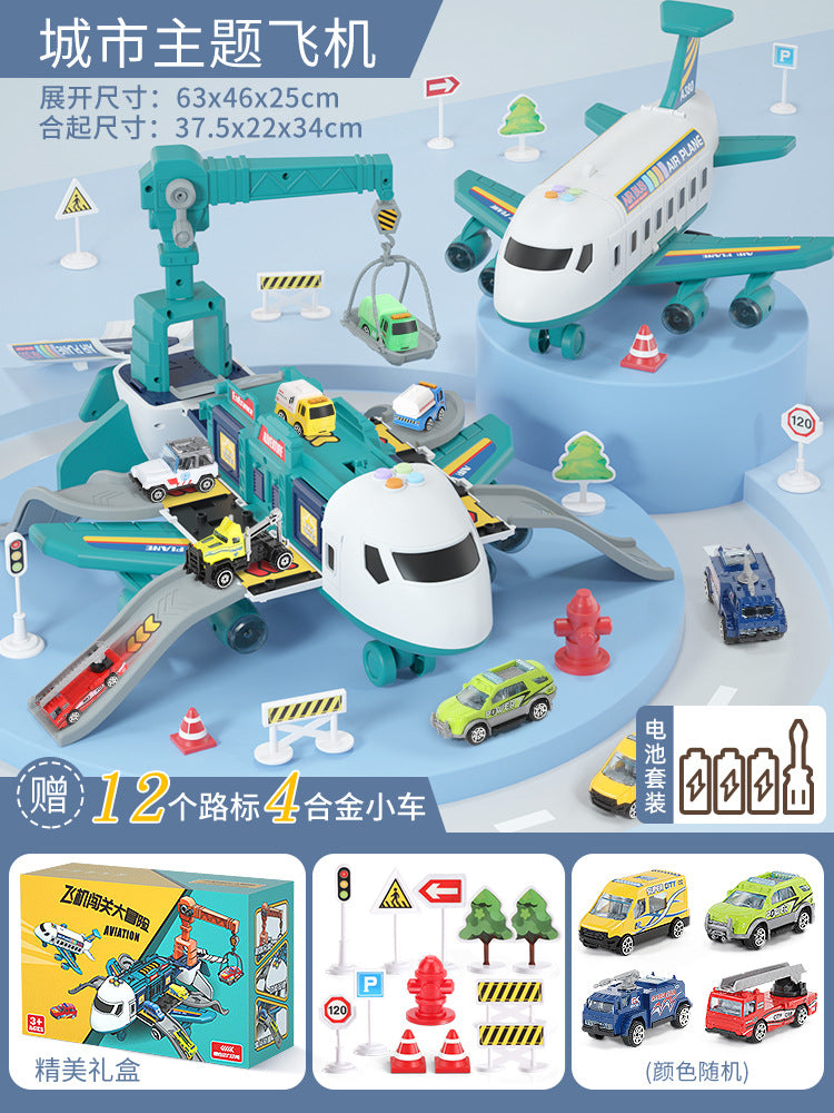 Kids' big airplane toy transforming track set - educational car model for boys, ages 3-6, perfect 4th birthday gift, cross-border e-commerce