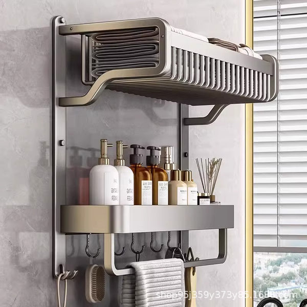 Jie'er bath towel rack toilet rack bathroom non-punching toilet toilet storage space aluminum towel rack